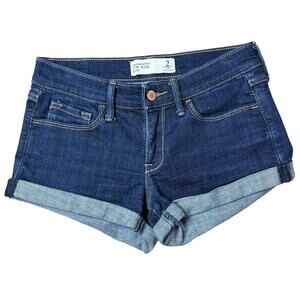 Abercrombie & Fitch Women’s Size 2 26 Low Rise Mini Jean Shorts Dark Blue 2"